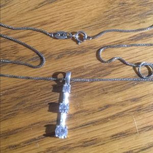 Sterling 3 stone CZ necklace